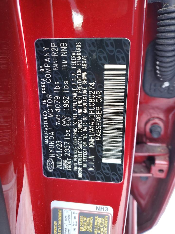 2023 HYUNDAI ELANTRA LIMITED VIN:KMHLN4AJ1PU080274