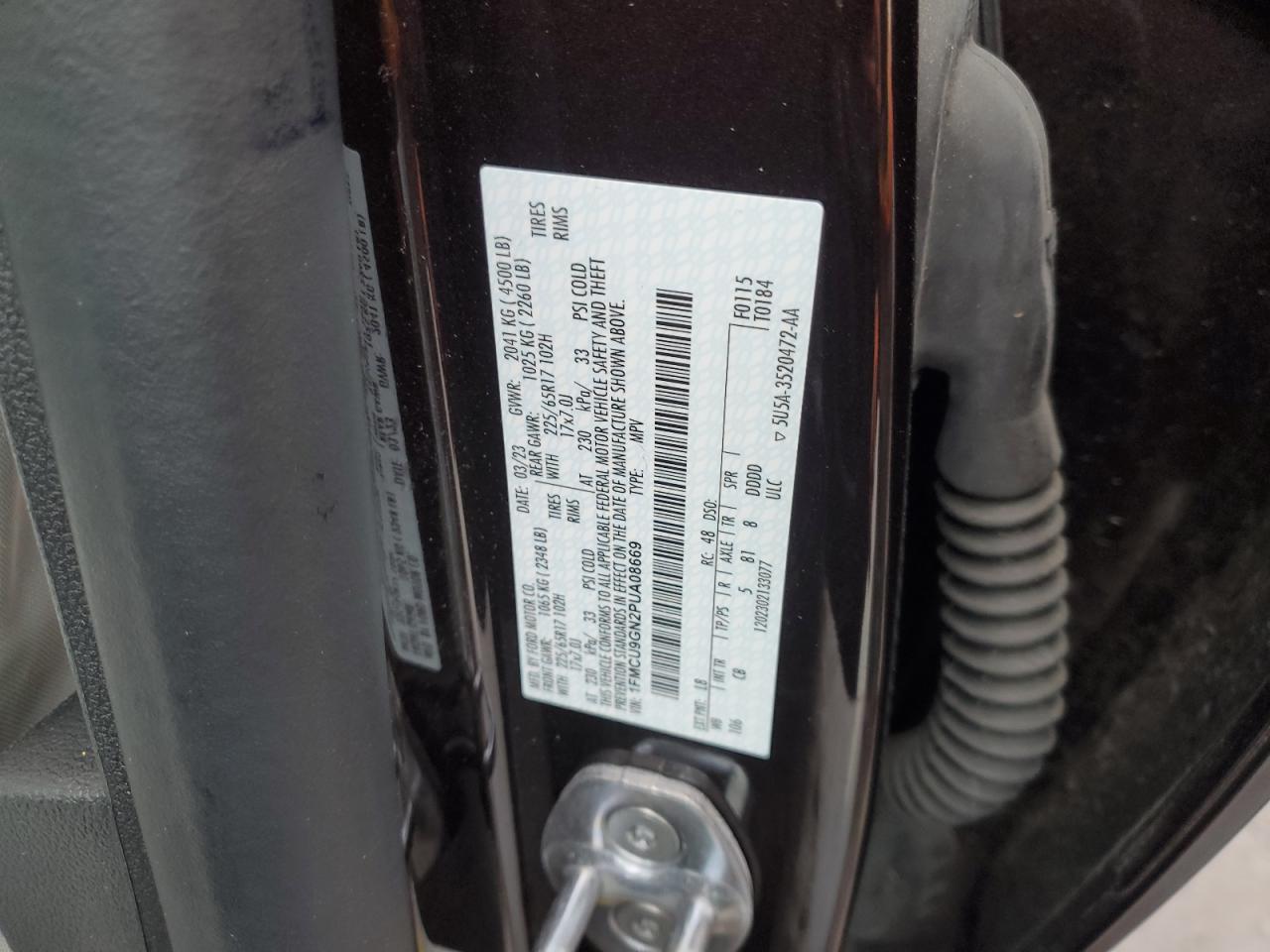 2023 FORD ESCAPE ACTIVE VIN:1FMCU9GN2PUA08669