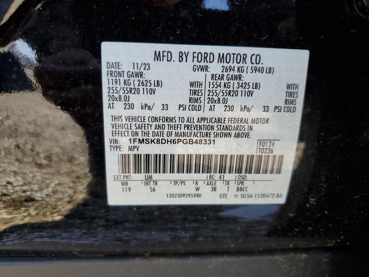2023 FORD EXPLORER XLT VIN:1FMSK8DH6PGB48331