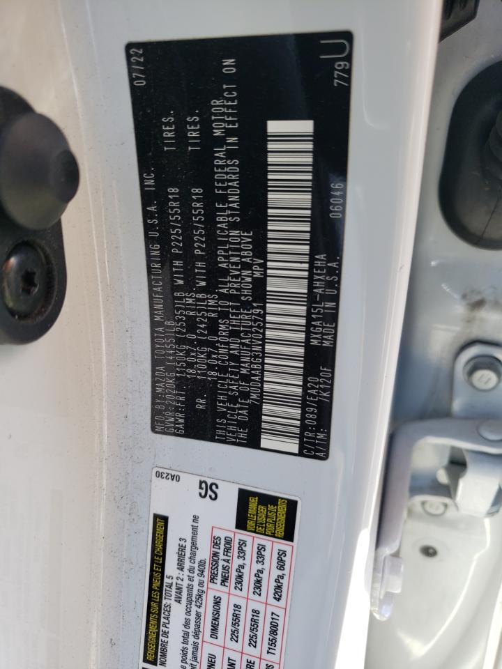 2022 TOYOTA COROLLA CROSS XLE VIN:7MUDAABG3NV025791