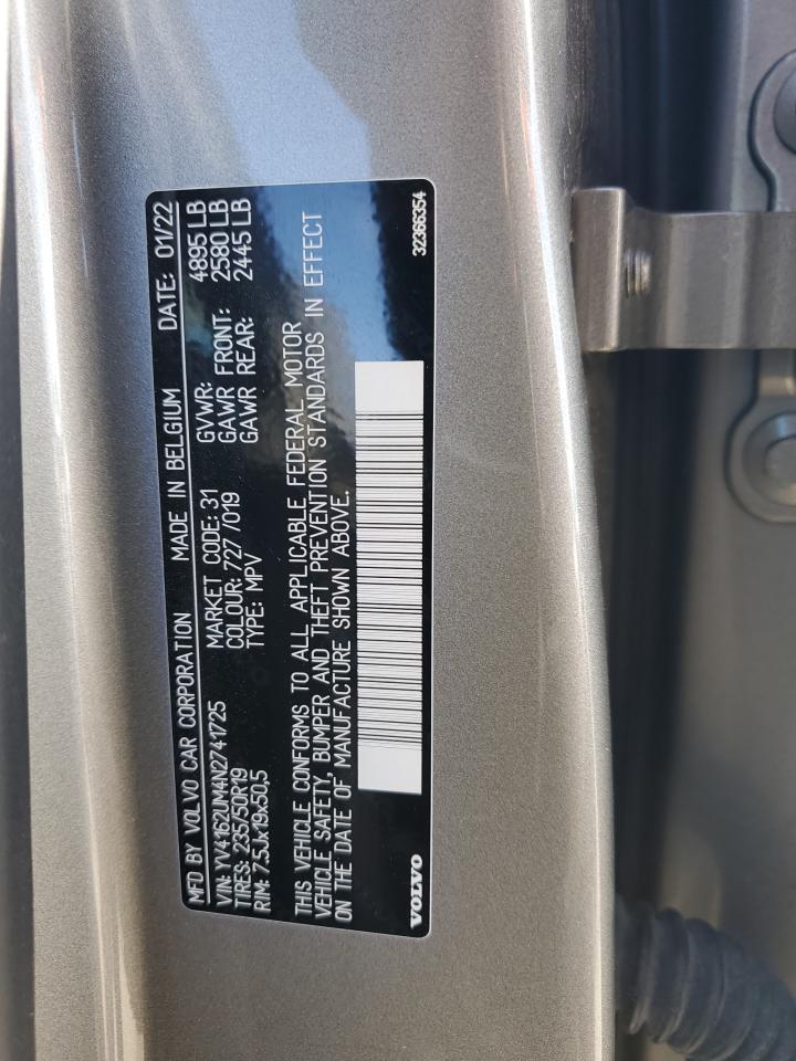 2022 VOLVO XC40 T5 R-DESIGN VIN:YV4162UM4N2741725