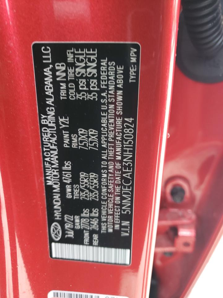 2022 HYUNDAI TUCSON LIMITED VIN:5NMJECAE3NH150824