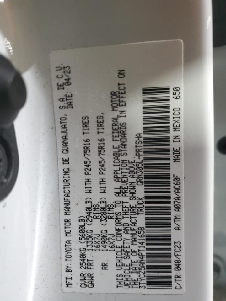 2023 TOYOTA TACOMA DOUBLE CAB VIN:3TYCZ5AN4PT141658