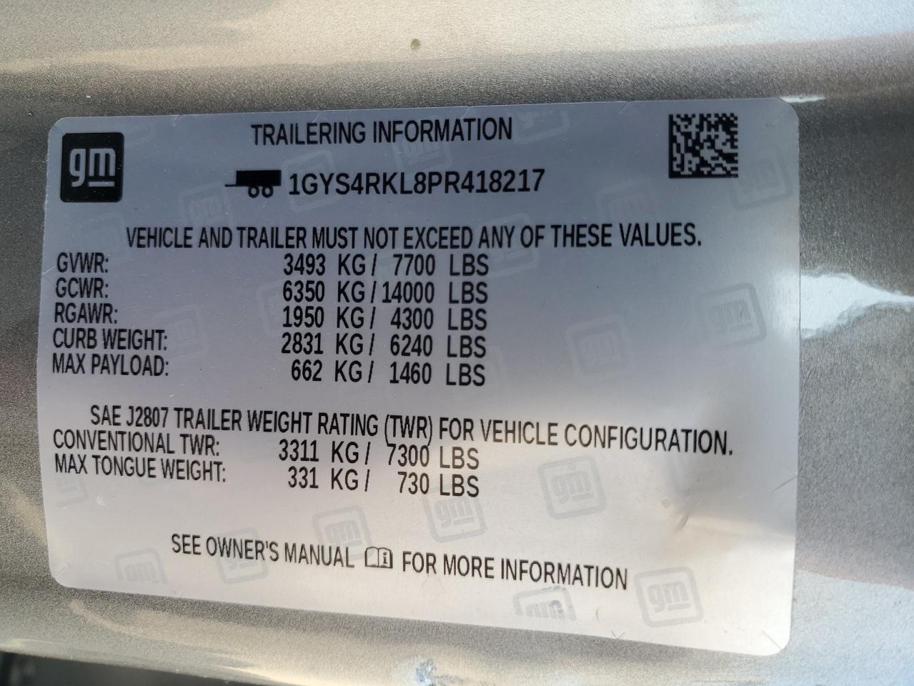 2023 CADILLAC ESCALADE ESV SPORT PLATINUM VIN:1GYS4RKL8PR418217