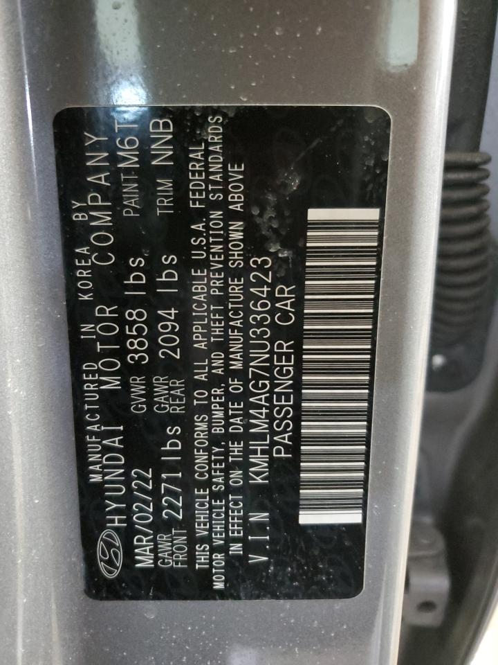 2022 HYUNDAI ELANTRA SEL VIN:KMHLM4AG7NU336423