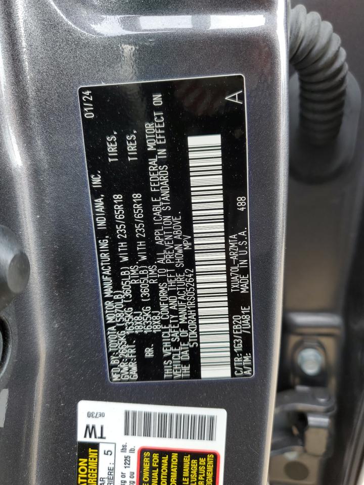 2024 TOYOTA HIGHLANDER LE VIN:5TDKDRAH1RS052642