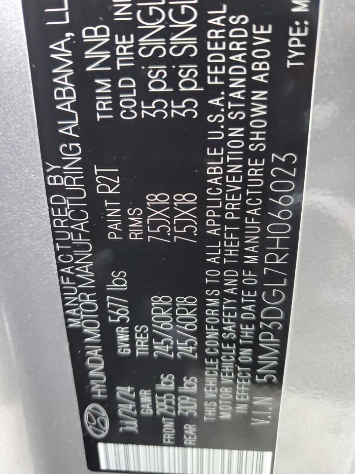 2024 HYUNDAI SANTA FE XRT VIN:5NMP3DGL7RH066023