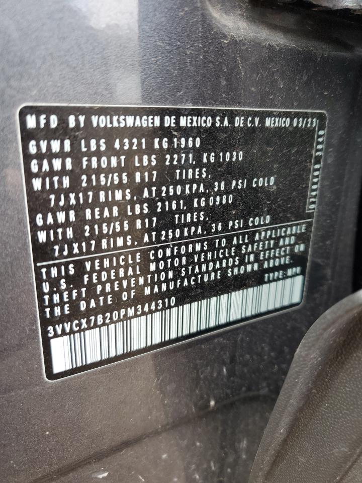 2023 VOLKSWAGEN TAOS S VIN:3VVCX7B20PM344310