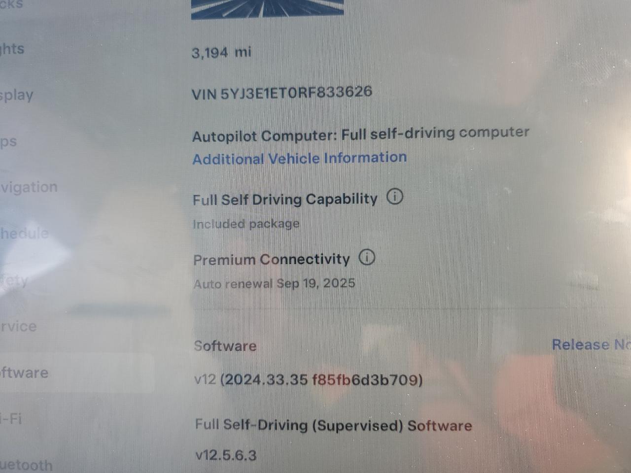 2024 TESLA MODEL 3  VIN:5YJ3E1ET0RF833626