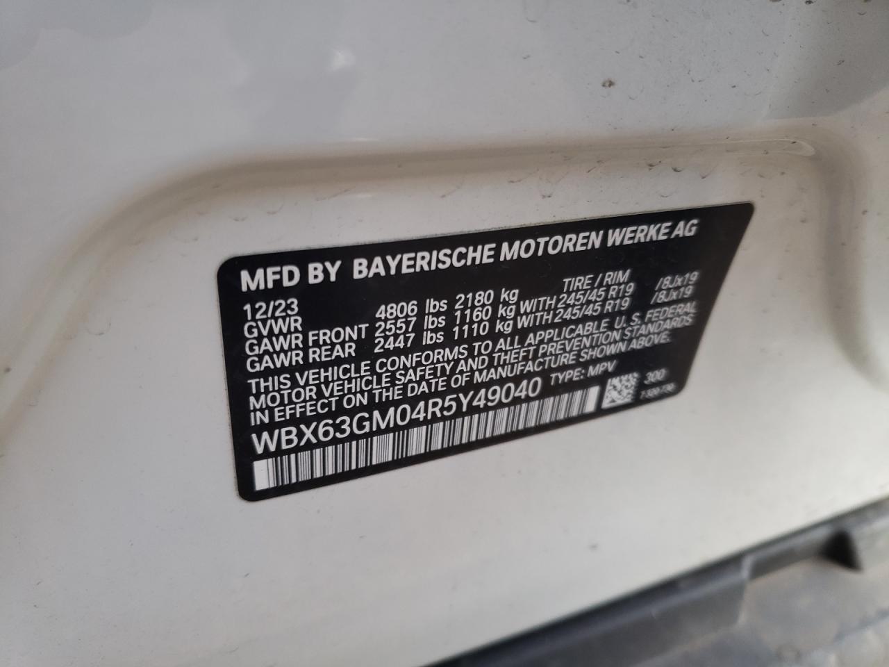 2024 BMW X2 XDRIVE28I VIN:WBX63GM04R5Y49040