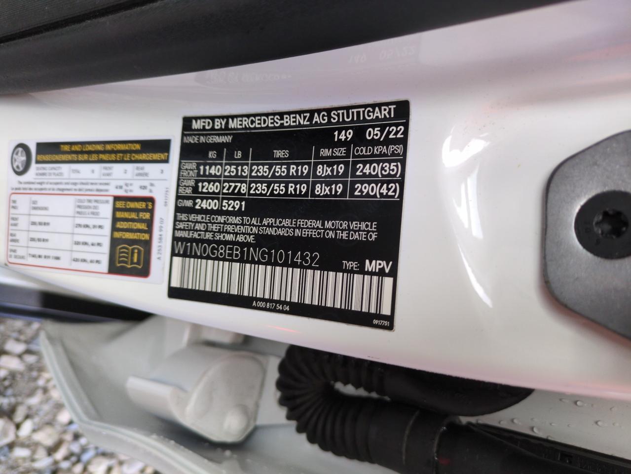 2022 MERCEDES-BENZ GLC 300 4MATIC VIN:W1N0G8EB1NG101432