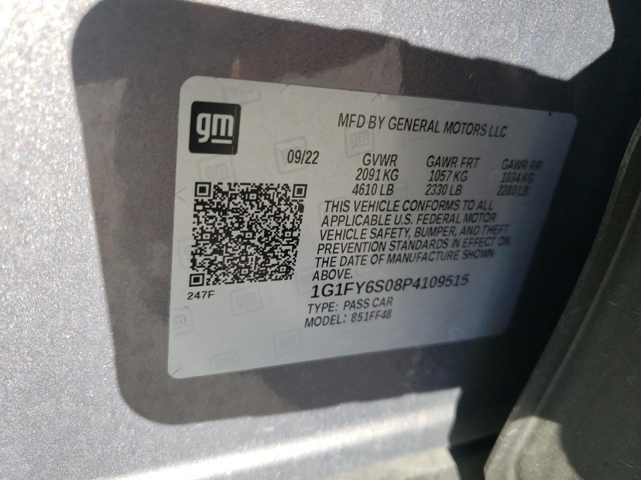 2023 CHEVROLET BOLT EUV LT VIN:1G1FY6S08P4109515