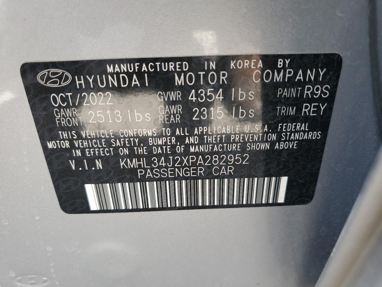 2023 HYUNDAI SONATA LIMITED VIN:KMHL34J2XPA282952