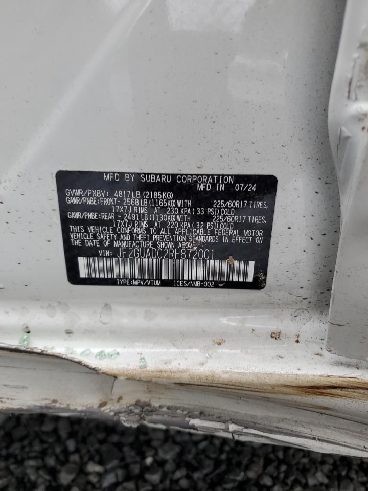 2024 SUBARU CROSSTREK PREMIUM VIN:JF2GUADC2RH872001