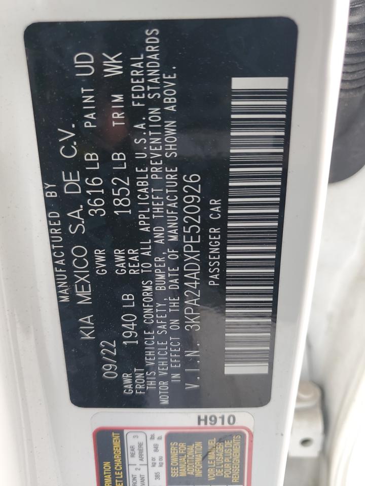 2023 KIA RIO LX VIN:3KPA24ADXPE520926