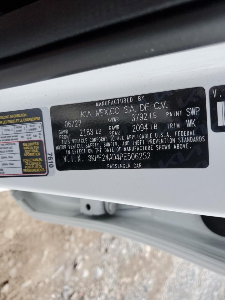 2023 KIA FORTE LX VIN:3KPF24AD4PE506252