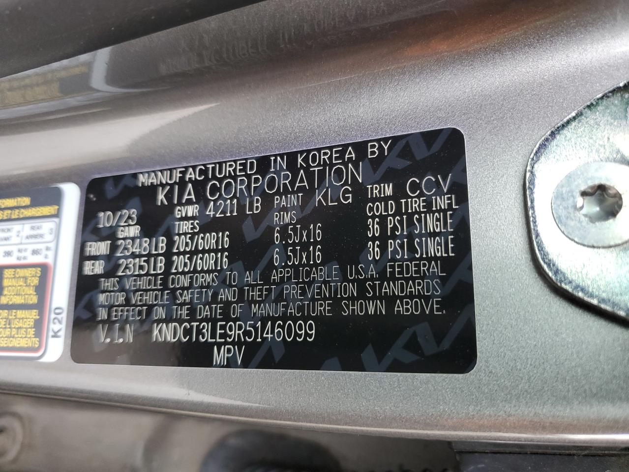 2024 KIA NIRO SX VIN:KNDCT3LE9R5146099