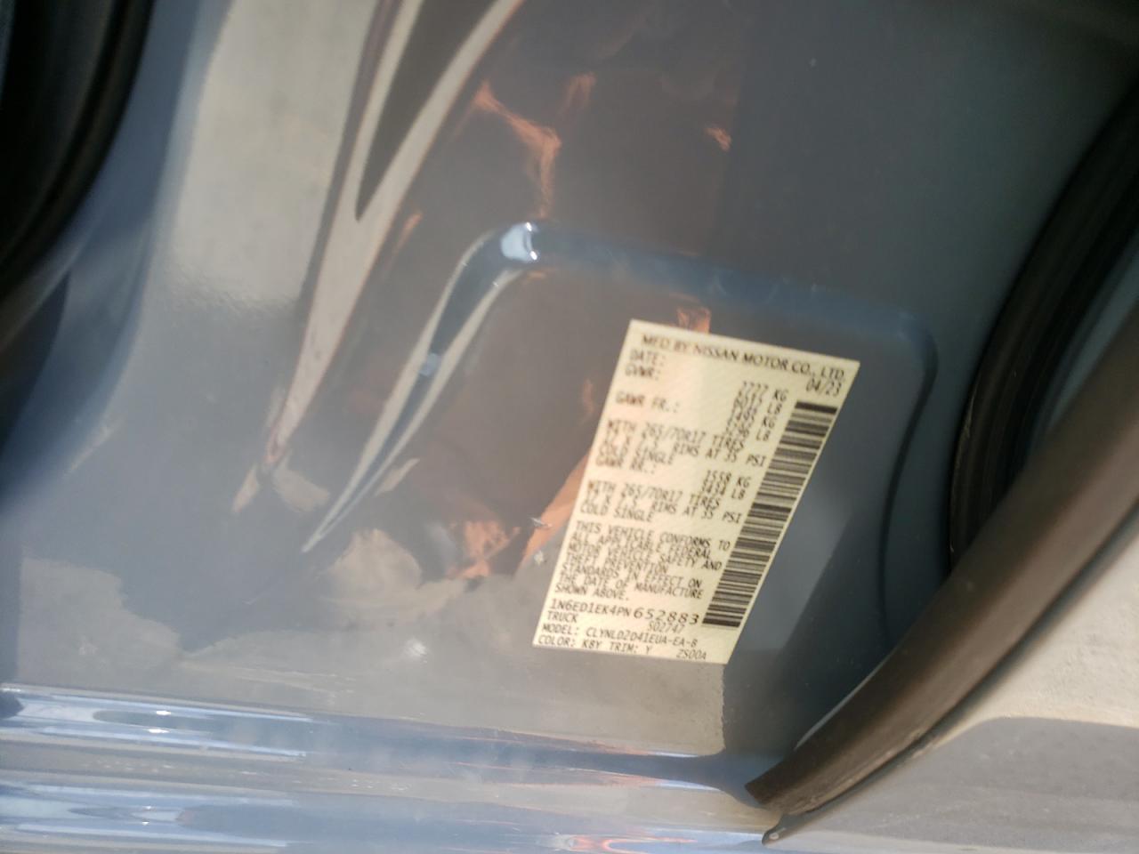 2023 NISSAN FRONTIER S VIN:1N6ED1EK4PN652883