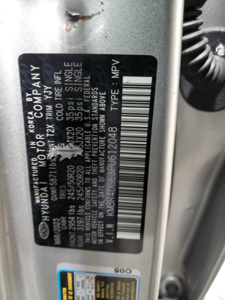 2023 HYUNDAI PALISADE SEL PREMIUM VIN:KM8R4DGE3PU612048