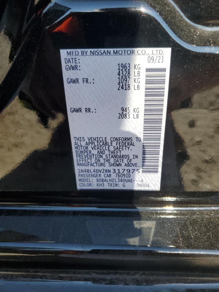 2024 NISSAN ALTIMA SV VIN:1N4BL4DV2RN317975