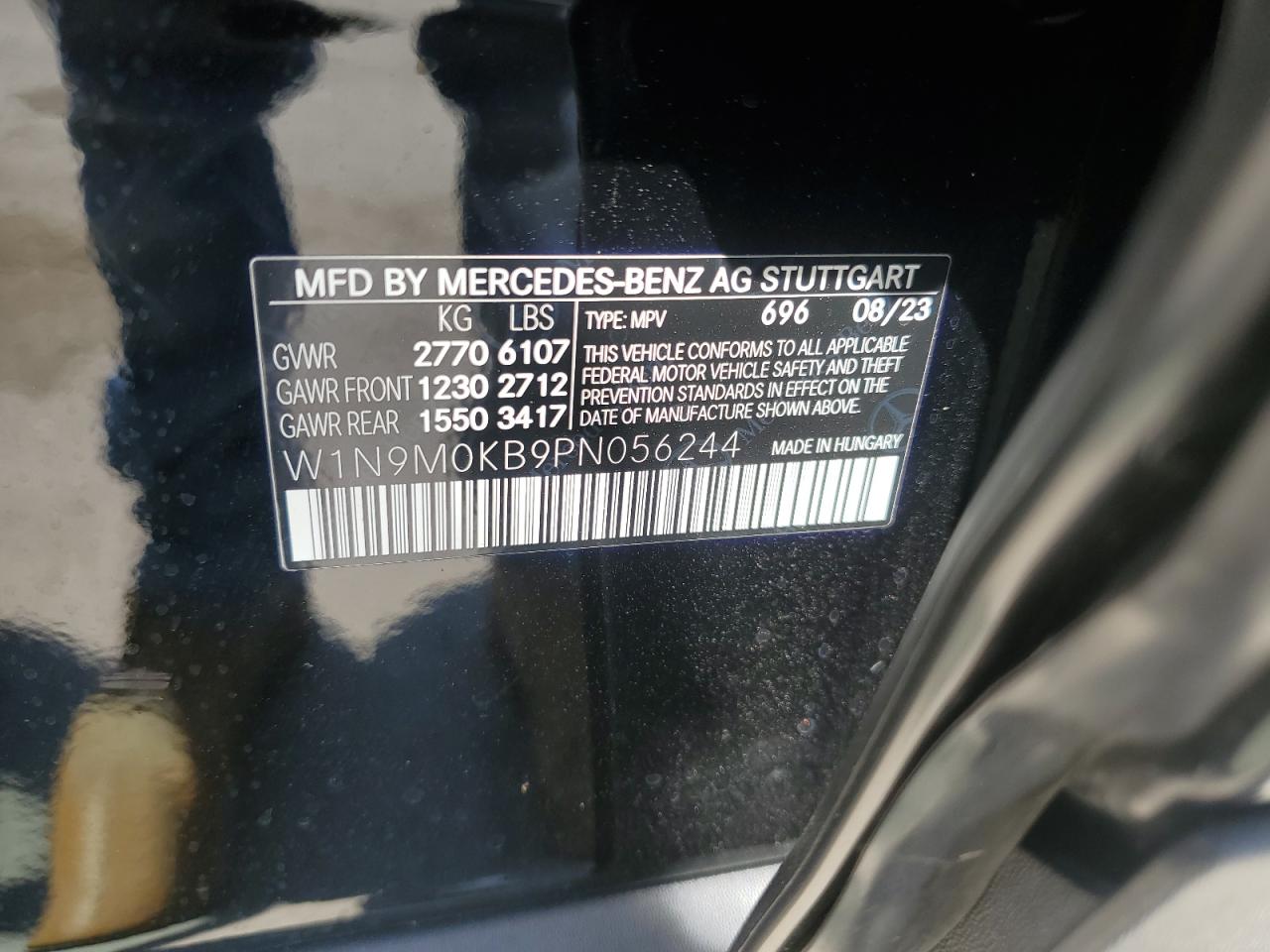 2023 MERCEDES-BENZ EQB 300 4MATIC VIN:W1N9M0KB9PN056244