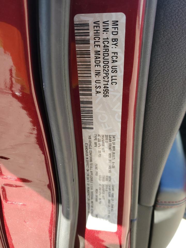 2023 DODGE DURANGO GT VIN:1C4RDJDG2PC714956