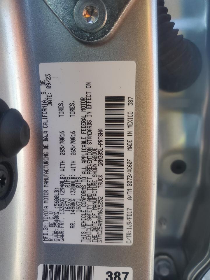 2023 TOYOTA TACOMA DOUBLE CAB VIN:3TMCZ5AN9PM635252