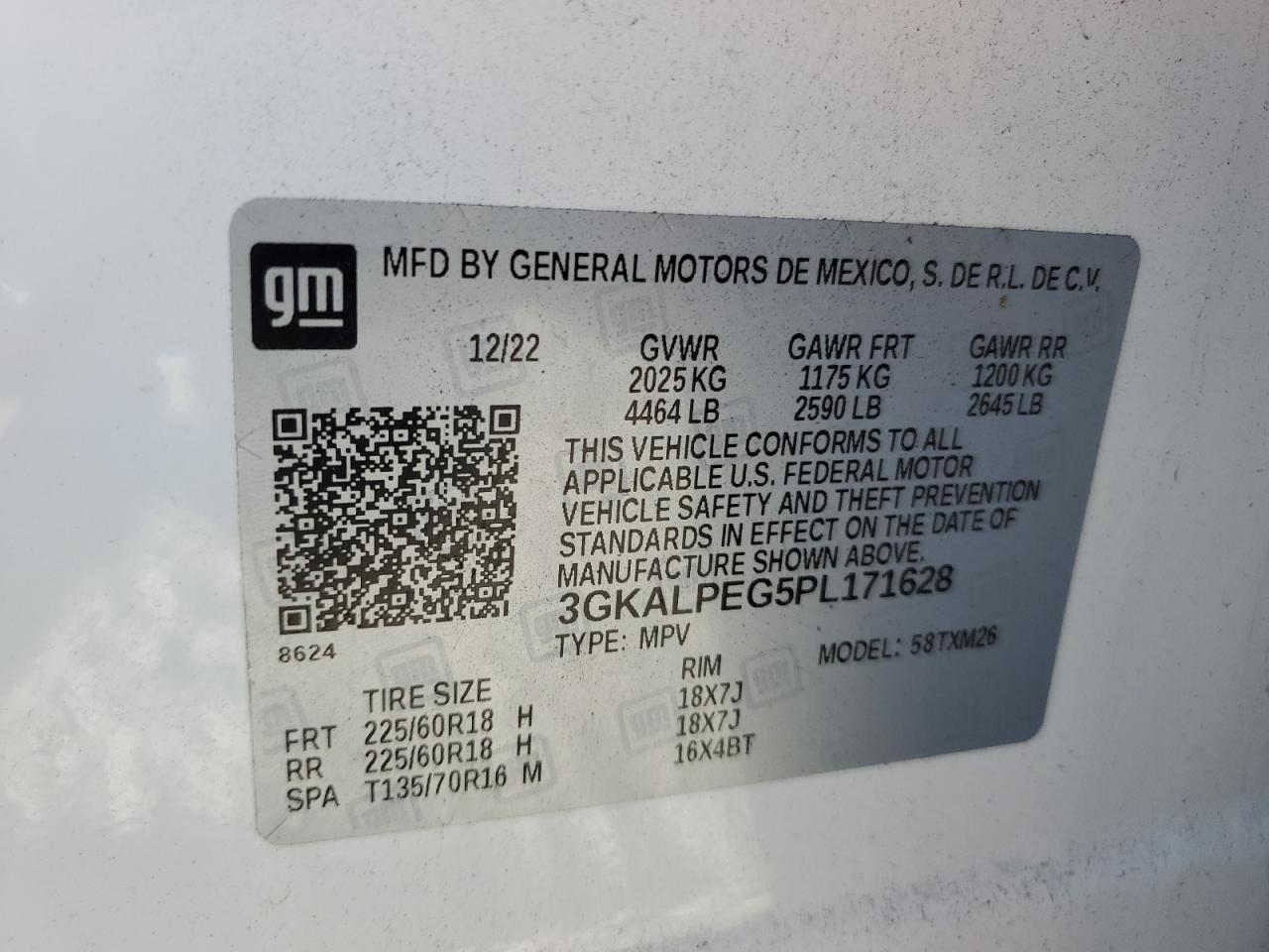 2023 GMC TERRAIN SLT VIN:3GKALPEG5PL171628