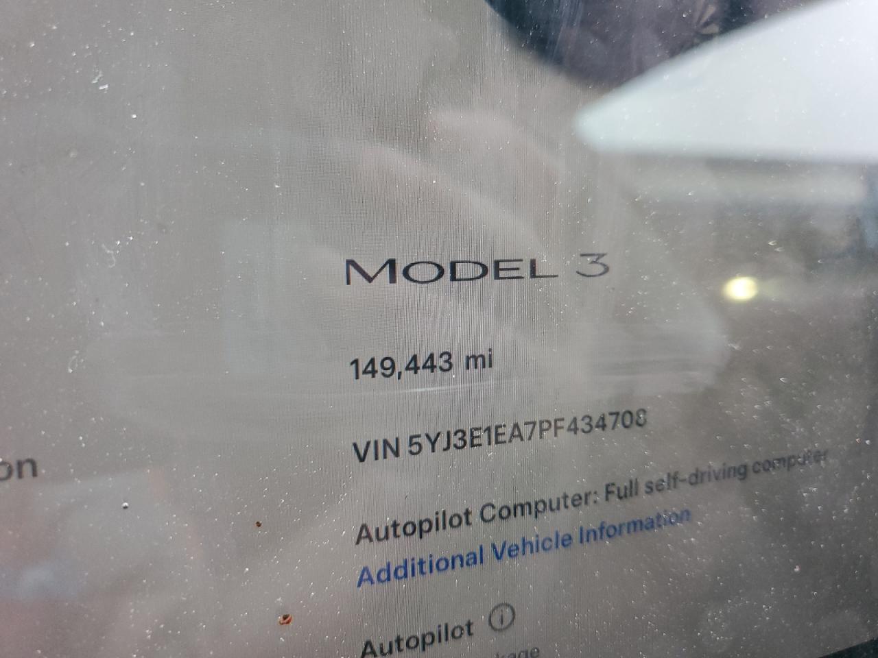 2023 TESLA MODEL 3  VIN:WP0AA2A8XNS255297