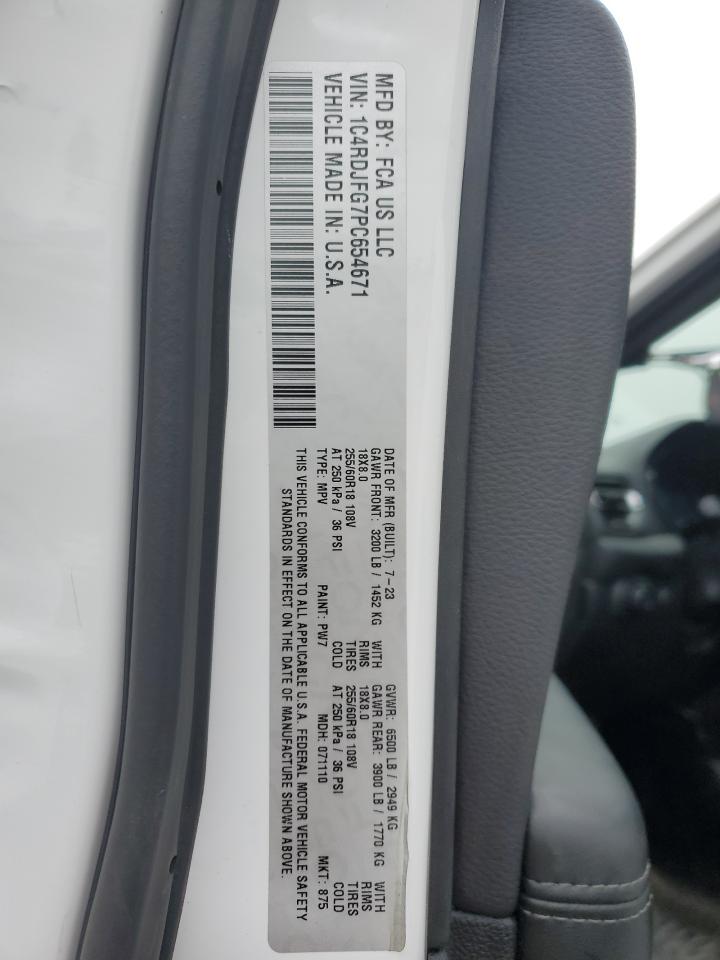 2023 DODGE DURANGO PURSUIT VIN:1C4RDJFG7PC654671