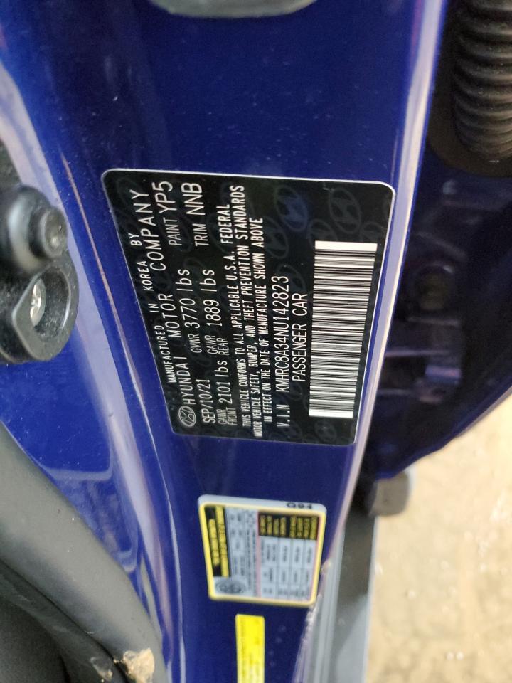2022 HYUNDAI VENUE SEL VIN:KMHRC8A34NU142823