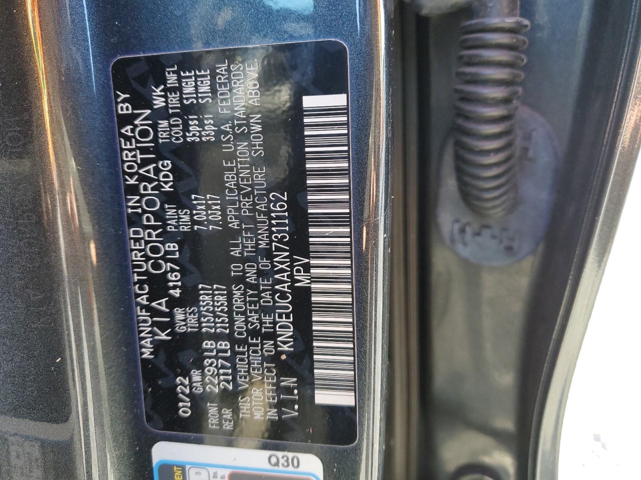 2022 KIA SELTOS S VIN:KNDEUCAAXN7311162