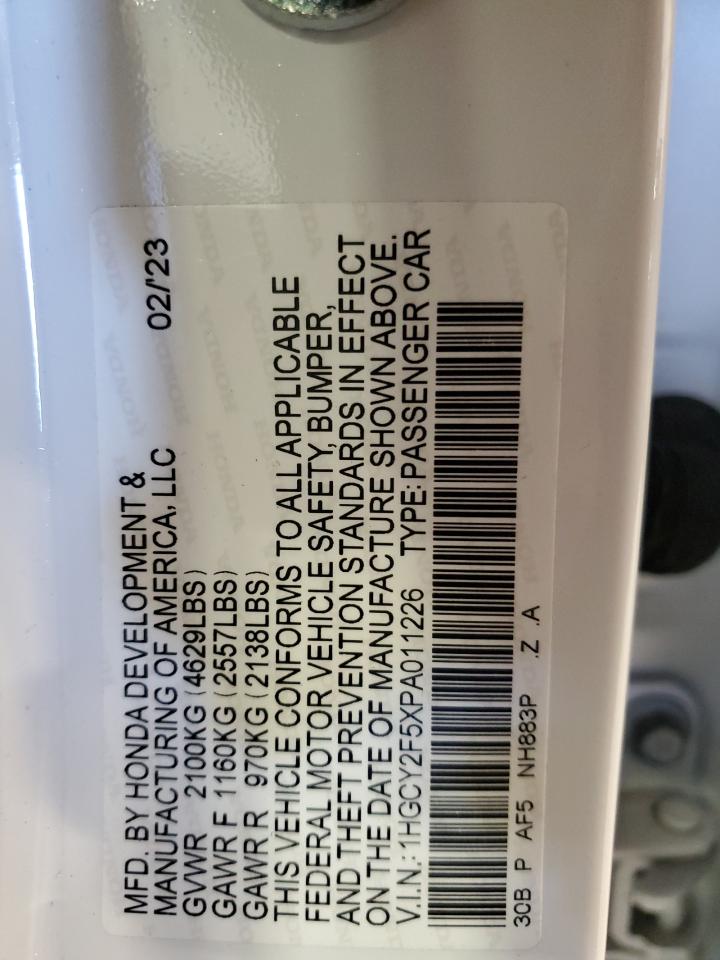 2023 HONDA ACCORD HYBRID SPORT VIN:1HGCY2F5XPA011226