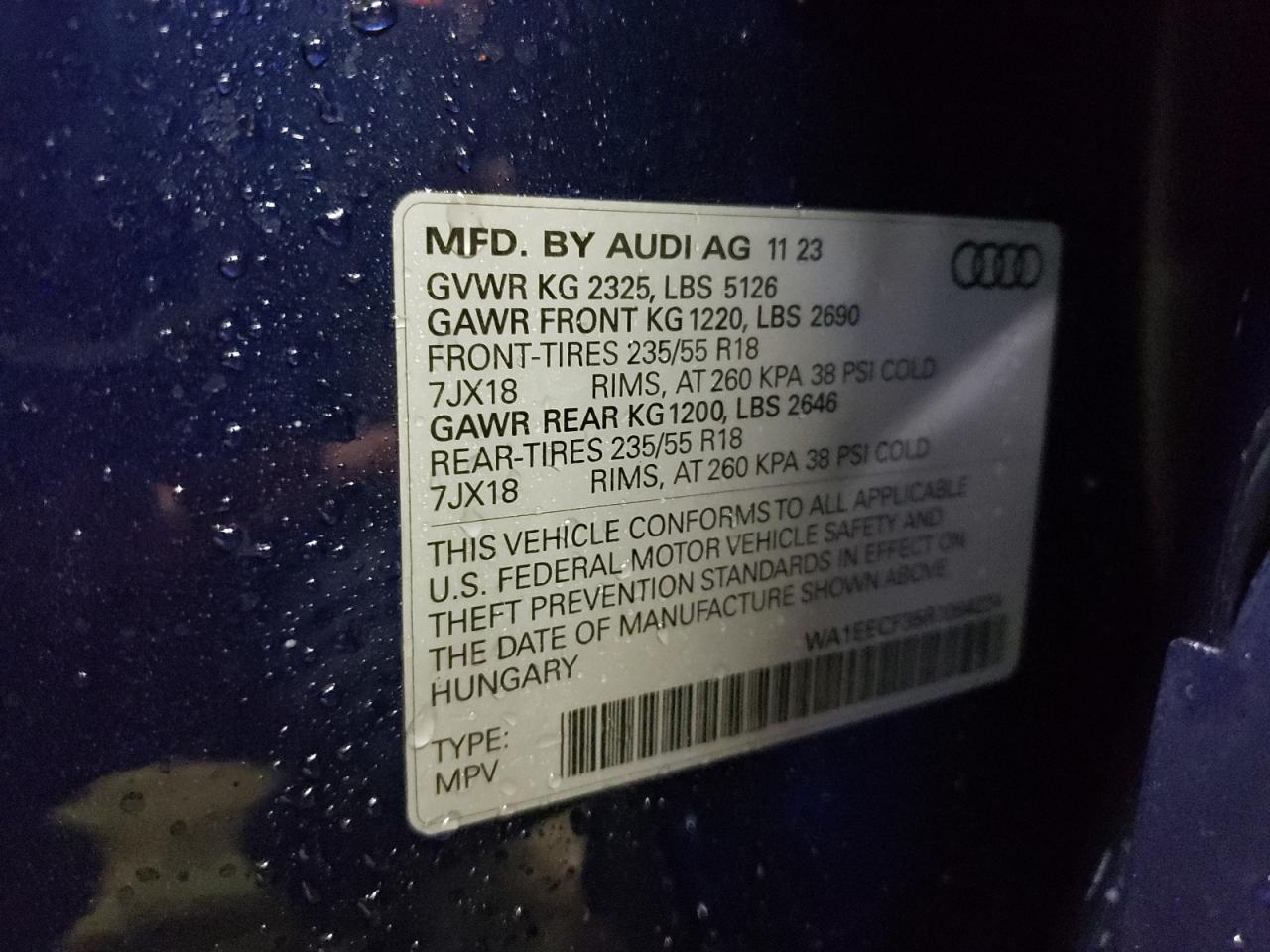 2024 AUDI Q3 PREMIUM PLUS S LINE 45 VIN:WA1EECF35R1064224