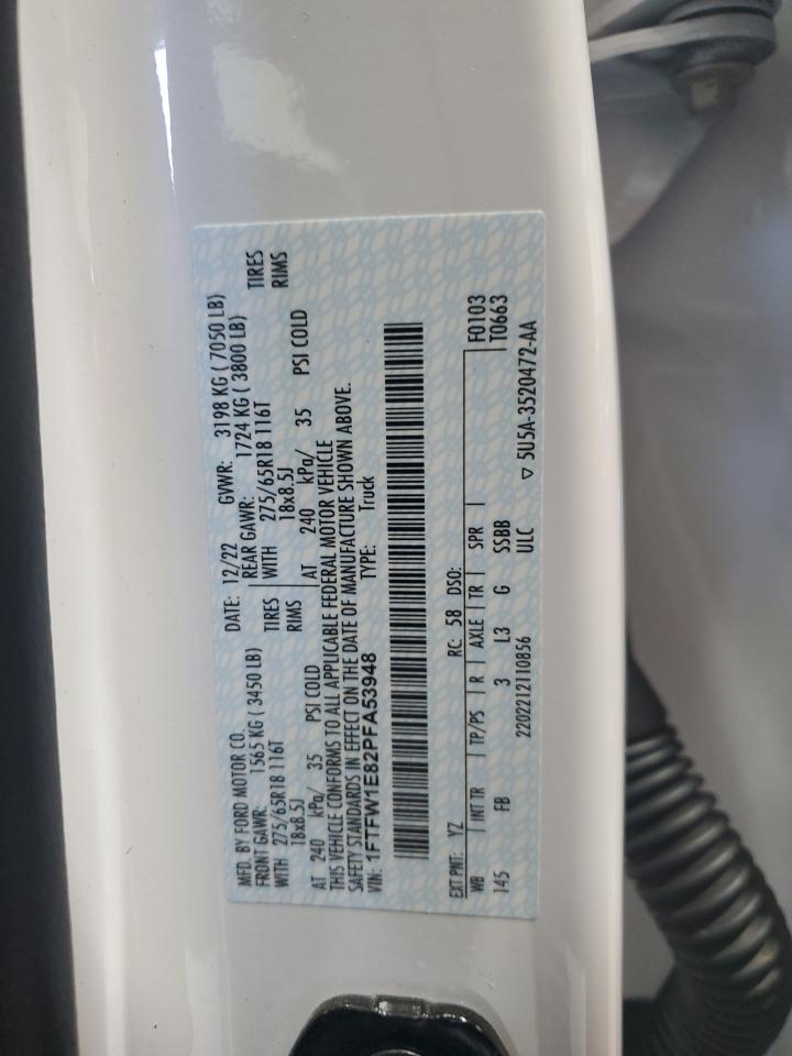 2023 FORD F150 SUPERCREW VIN:1FTFW1E82PFA53948