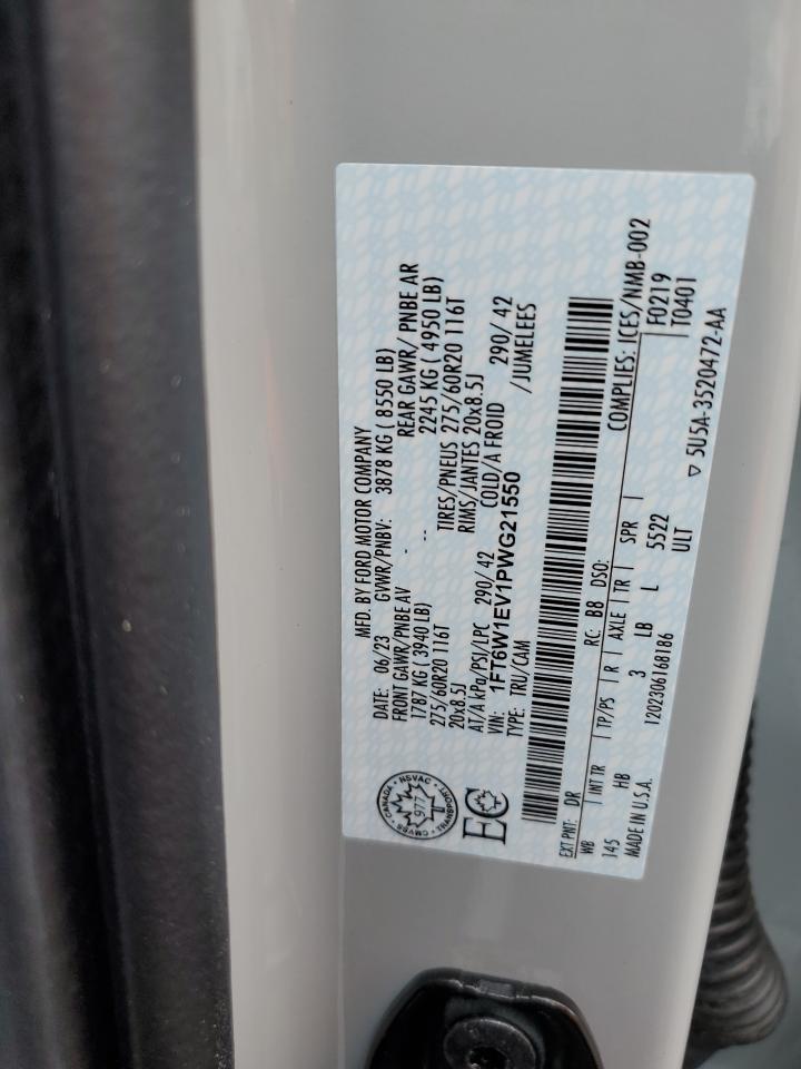 2023 FORD F150 LIGHTNING PRO VIN:1FT6W1EV1PWG21550