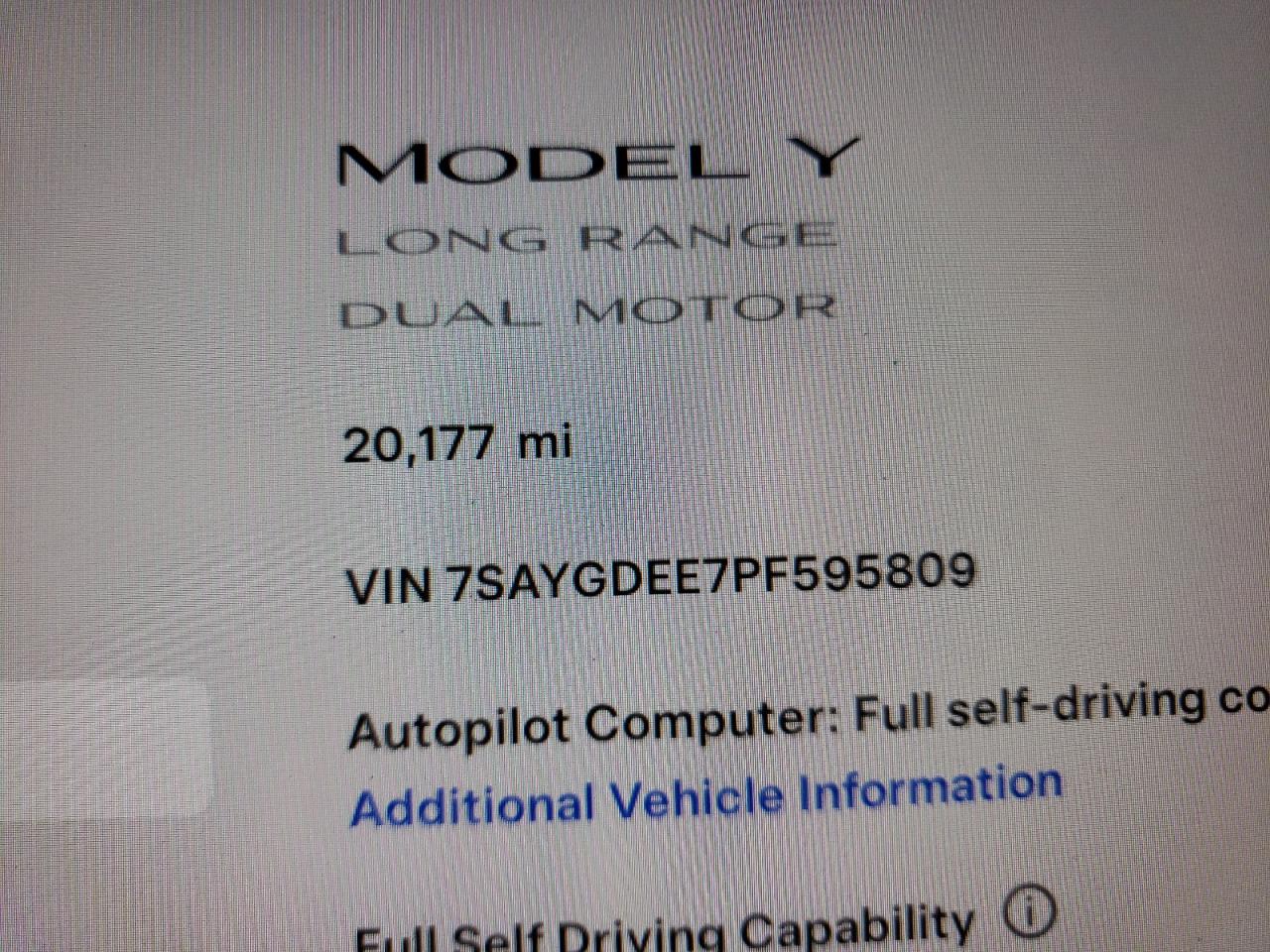 2023 TESLA MODEL Y  VIN:7SAYGDEE7PF595809