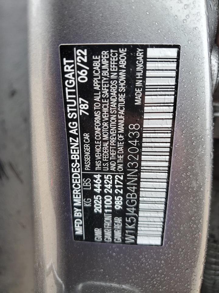 2022 MERCEDES-BENZ CLA 250 VIN:W1K5J4GB4NN320438