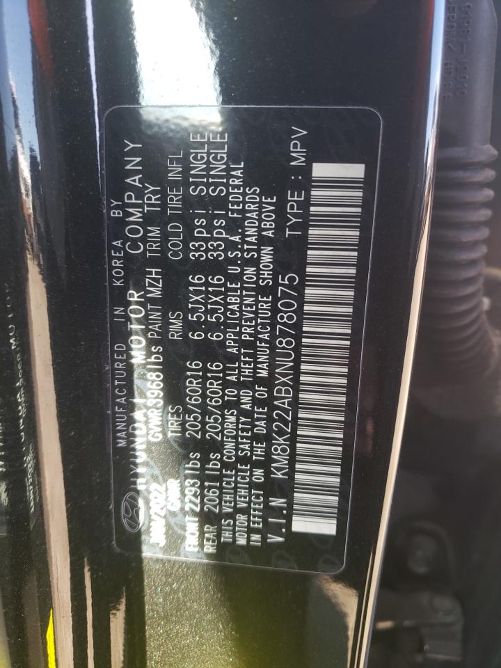 2022 HYUNDAI KONA SEL VIN:KM8K22ABXNU878075
