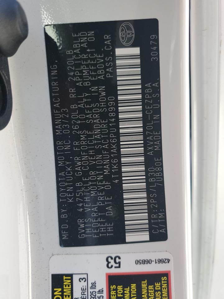 2023 TOYOTA CAMRY XSE VIN:4T1K61AK6PU148990