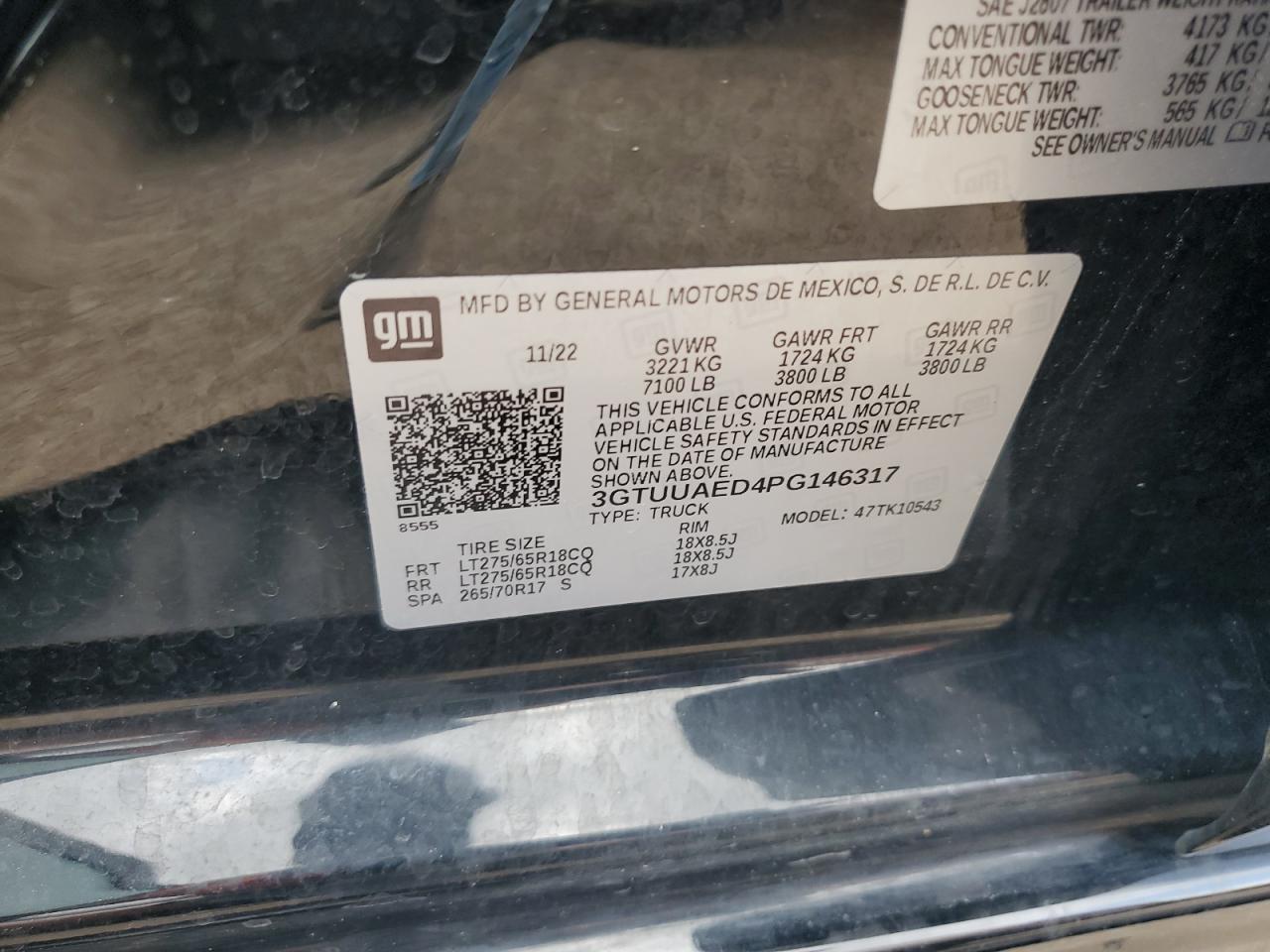 2023 GMC SIERRA K1500 VIN:3GTUUAED4PG146317