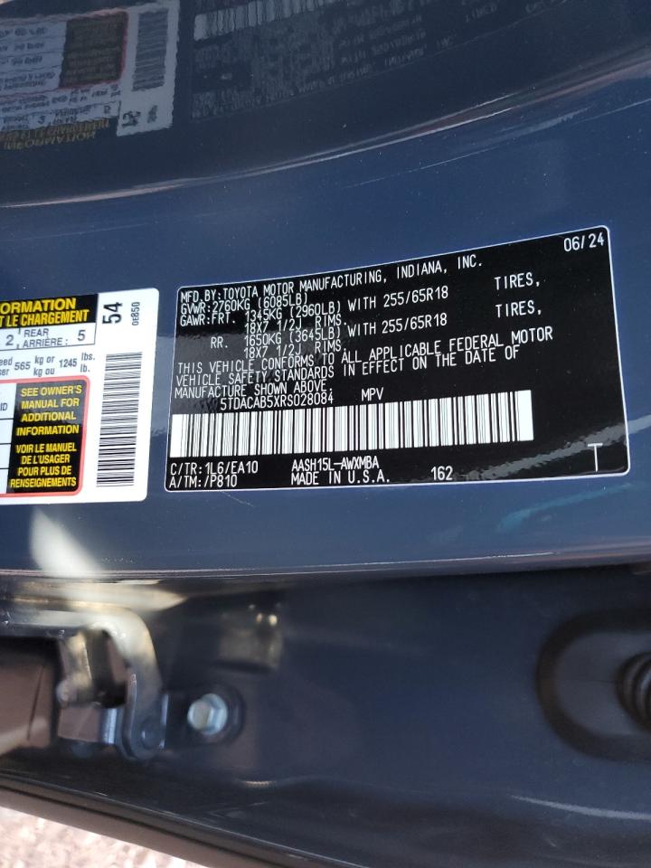 2024 TOYOTA GRAND HIGHLANDER XLE VIN:5TDACAB5XRS028084