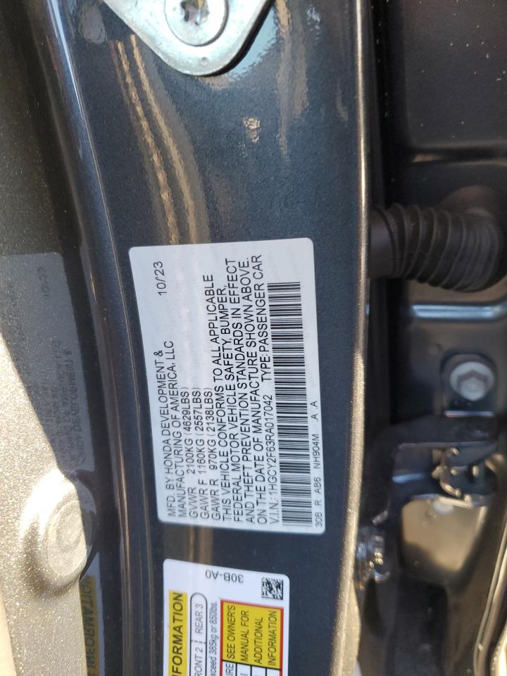 2024 HONDA ACCORD HYBRID EXL VIN:1HGCY2F63RA017042