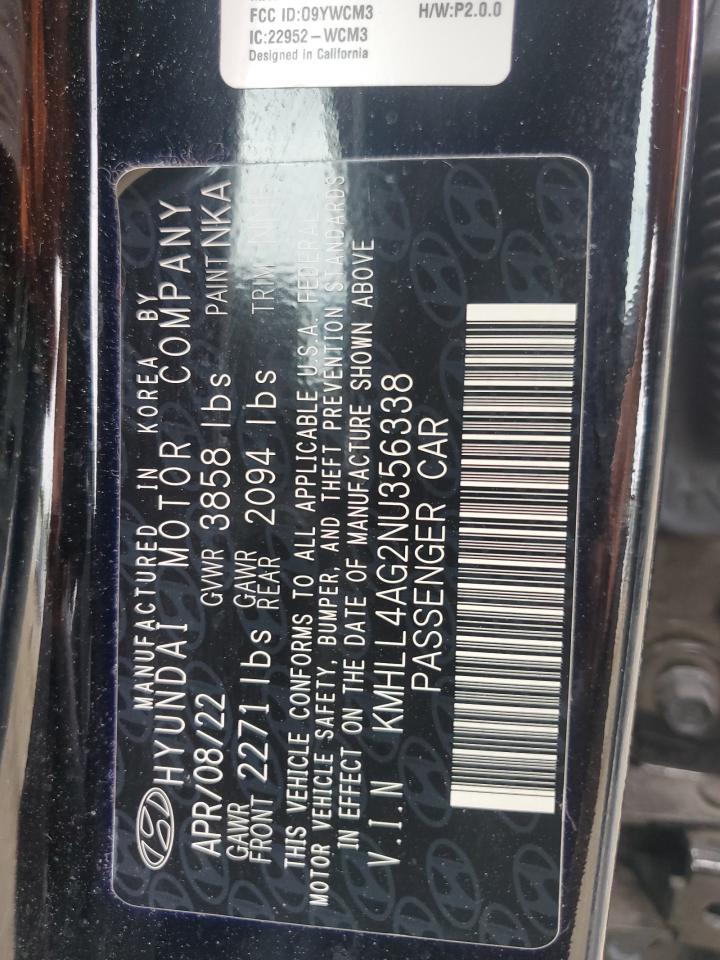 2022 HYUNDAI ELANTRA SE VIN:KMHLL4AG2NU356338