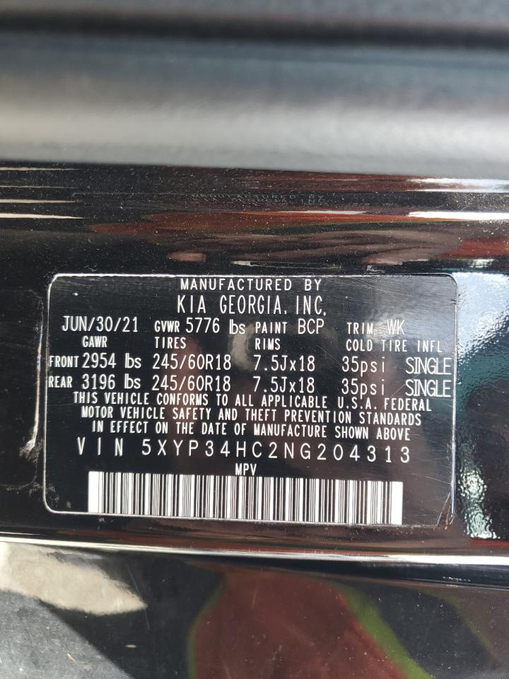 2022 KIA TELLURIDE EX VIN:5XYP34HC2NG204313