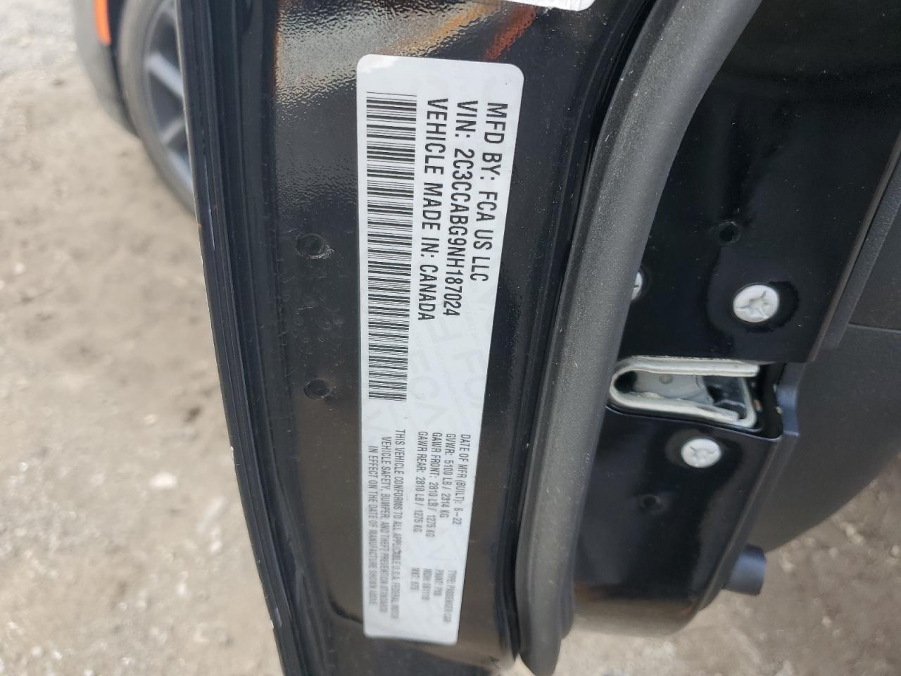 2022 CHRYSLER 300 S VIN:2C3CCABG9NH187024