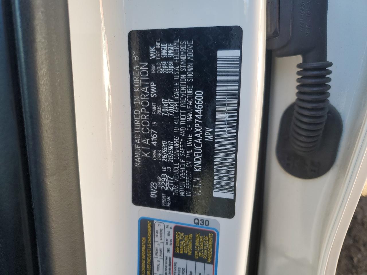 2023 KIA SELTOS S VIN:KNDEUCAAXP7446600