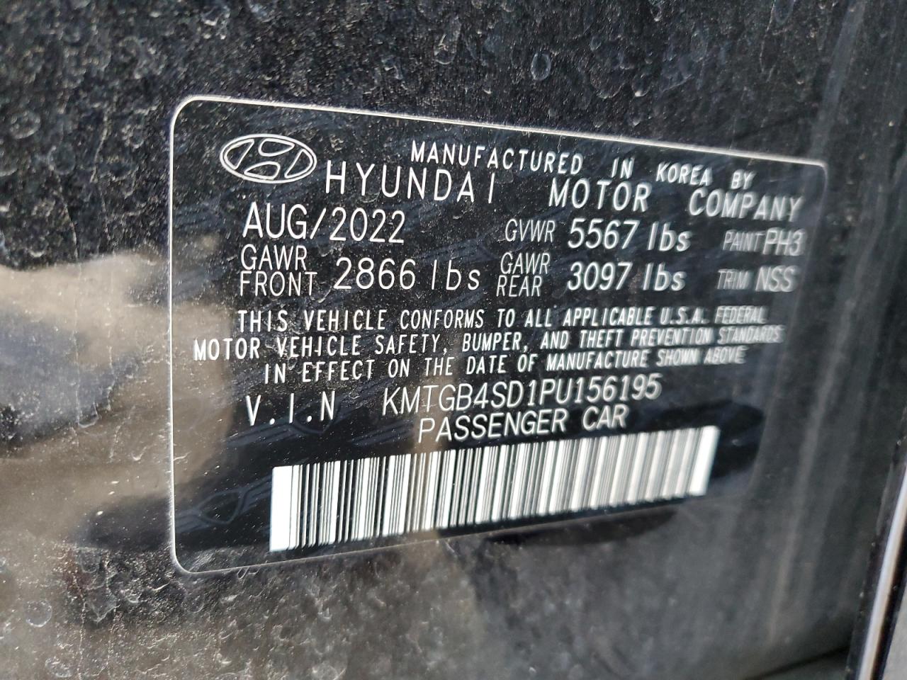 2023 GENESIS G80 BASE VIN:KMTGB4SD1PU156195