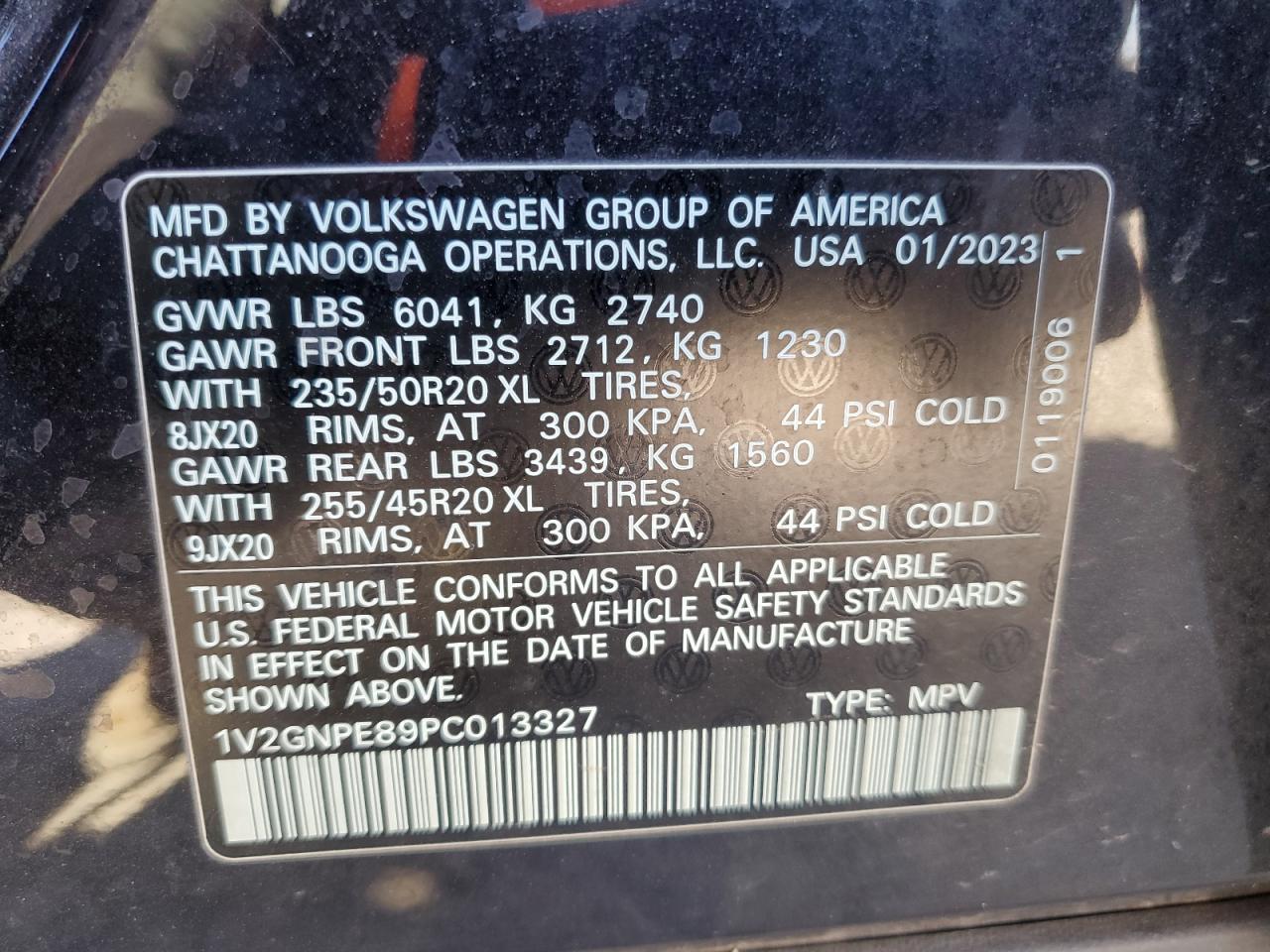 2023 VOLKSWAGEN ID.4 PRO S VIN:1V2GNPE89PC013327