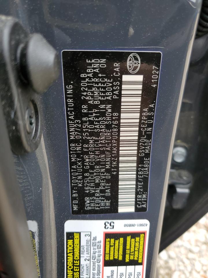 2023 TOYOTA CAMRY TRD VIN:4T1KZ1AKXPU087618